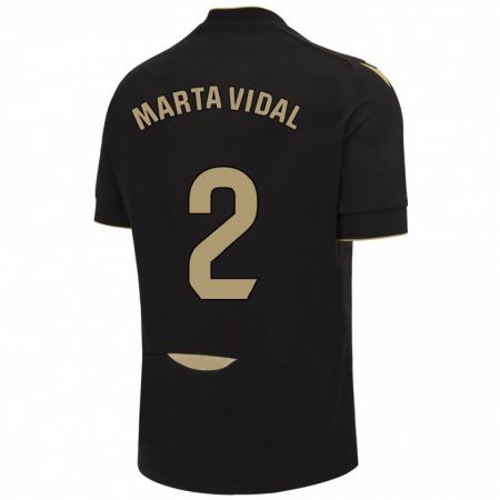 Kandiny Gyermek Marta Vidal Vela #2 Fekete Idegenbeli Jersey 2023/24 Mez Póló Ing