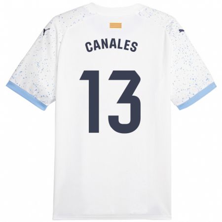 Kandiny Gyermek Juanvi Canales #13 Fehér Idegenbeli Jersey 2023/24 Mez Póló Ing