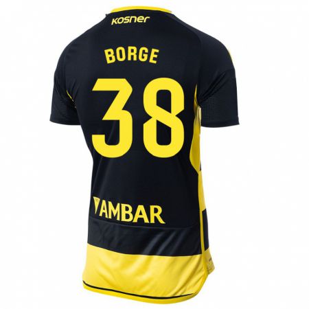 Kandiny Gyermek Andrés Borge #38 Fekete Sárga Idegenbeli Jersey 2023/24 Mez Póló Ing