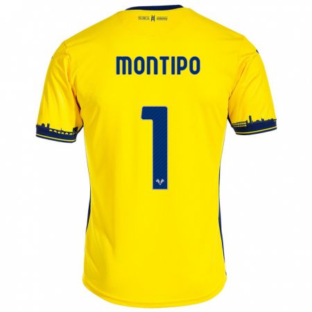 Kandiny Gyermek Lorenzo Montipò #1 Sárga Idegenbeli Jersey 2023/24 Mez Póló Ing