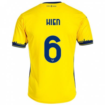 Kandiny Gyermek Isak Hien #6 Sárga Idegenbeli Jersey 2023/24 Mez Póló Ing