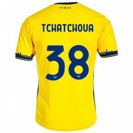 Kandiny Gyermek Jackson Tchatchoua #38 Sárga Idegenbeli Jersey 2023/24 Mez Póló Ing