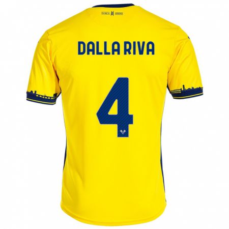 Kandiny Gyermek Stefano Dalla Riva #4 Sárga Idegenbeli Jersey 2023/24 Mez Póló Ing