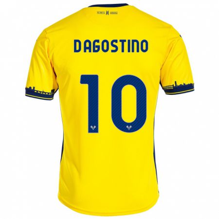 Kandiny Gyermek Samuele D'agostino #10 Sárga Idegenbeli Jersey 2023/24 Mez Póló Ing