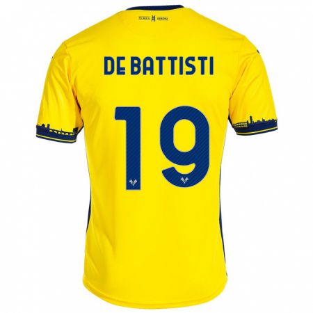 Kandiny Gyermek Davide De Battisti #19 Sárga Idegenbeli Jersey 2023/24 Mez Póló Ing