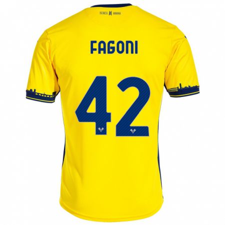 Kandiny Gyermek Marco Fagoni #42 Sárga Idegenbeli Jersey 2023/24 Mez Póló Ing