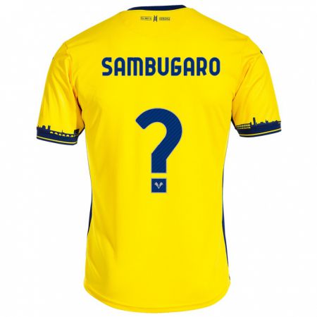 Kandiny Gyermek Mattia Sambugaro #0 Sárga Idegenbeli Jersey 2023/24 Mez Póló Ing