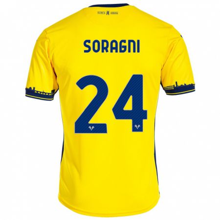 Kandiny Gyermek Alberto Soragni #24 Sárga Idegenbeli Jersey 2023/24 Mez Póló Ing