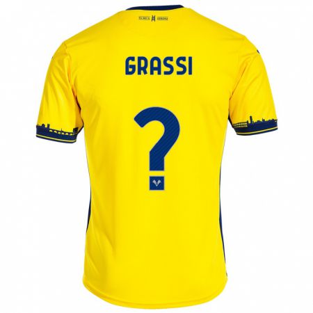 Kandiny Gyermek Pierfrancesco Grassi #0 Sárga Idegenbeli Jersey 2023/24 Mez Póló Ing