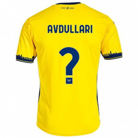 Kandiny Gyermek Davide Avdullari #0 Sárga Idegenbeli Jersey 2023/24 Mez Póló Ing