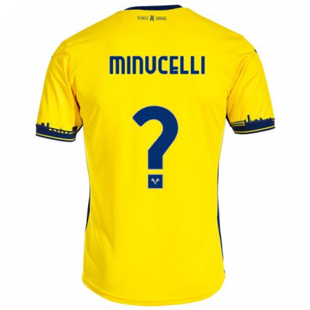 Kandiny Gyermek Filippo Minucelli #0 Sárga Idegenbeli Jersey 2023/24 Mez Póló Ing