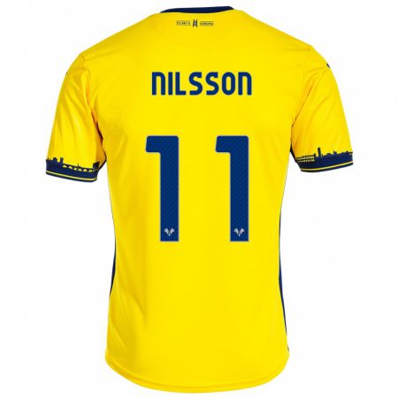 Kandiny Gyermek Sara Nilsson #11 Sárga Idegenbeli Jersey 2023/24 Mez Póló Ing