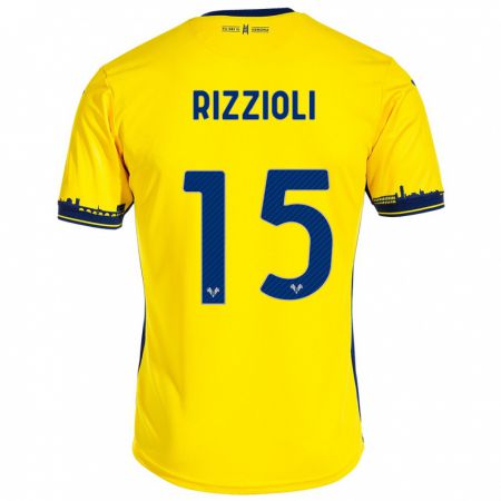 Kandiny Gyermek Gaia Rizzioli #15 Sárga Idegenbeli Jersey 2023/24 Mez Póló Ing