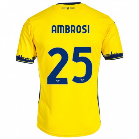 Kandiny Gyermek Caterina Ambrosi #25 Sárga Idegenbeli Jersey 2023/24 Mez Póló Ing