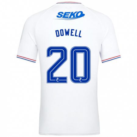 Kandiny Gyermek Kieran Dowell #20 Fehér Idegenbeli Jersey 2023/24 Mez Póló Ing