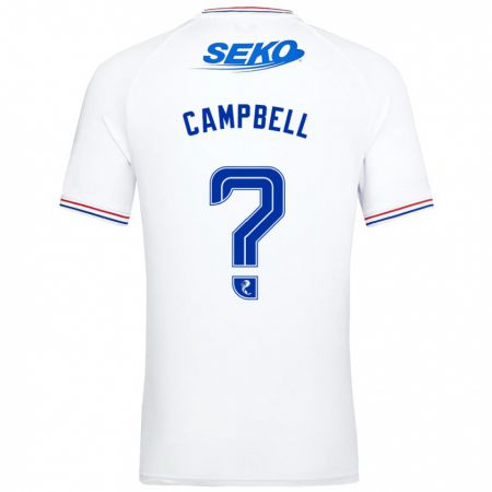 Kandiny Gyermek Connor Campbell #0 Fehér Idegenbeli Jersey 2023/24 Mez Póló Ing