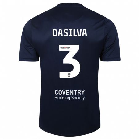 Kandiny Gyermek Jay Dasilva #3 Vörös Haditengerészet Idegenbeli Jersey 2023/24 Mez Póló Ing