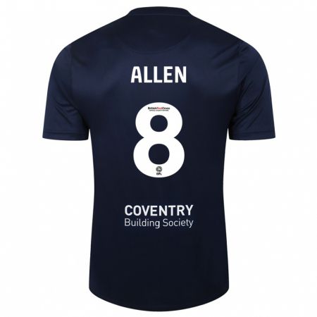 Kandiny Gyermek Jamie Allen #8 Vörös Haditengerészet Idegenbeli Jersey 2023/24 Mez Póló Ing