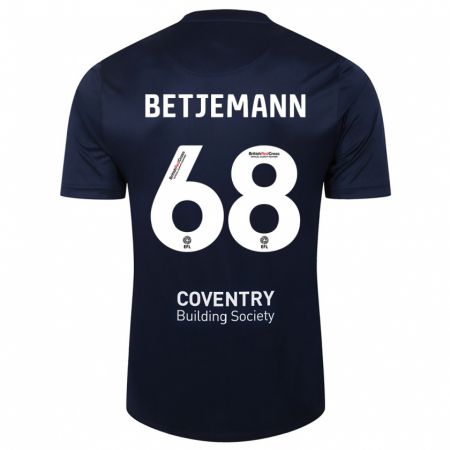 Kandiny Gyermek Elliot Betjemann #68 Vörös Haditengerészet Idegenbeli Jersey 2023/24 Mez Póló Ing