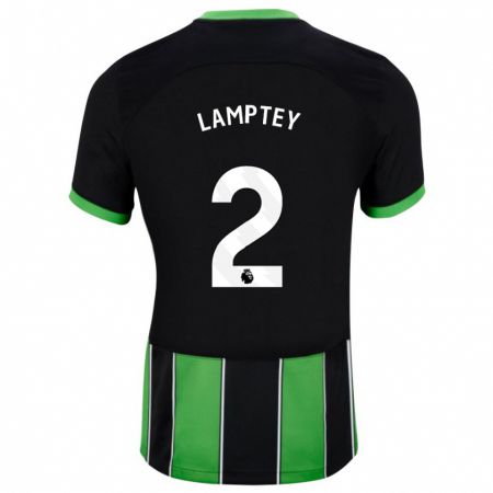 Kandiny Gyermek Tariq Lamptey #2 Fekete Zöld Idegenbeli Jersey 2023/24 Mez Póló Ing