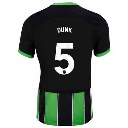 Kandiny Gyermek Lewis Dunk #5 Fekete Zöld Idegenbeli Jersey 2023/24 Mez Póló Ing