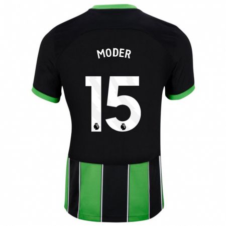 Kandiny Gyermek Jakub Moder #15 Fekete Zöld Idegenbeli Jersey 2023/24 Mez Póló Ing