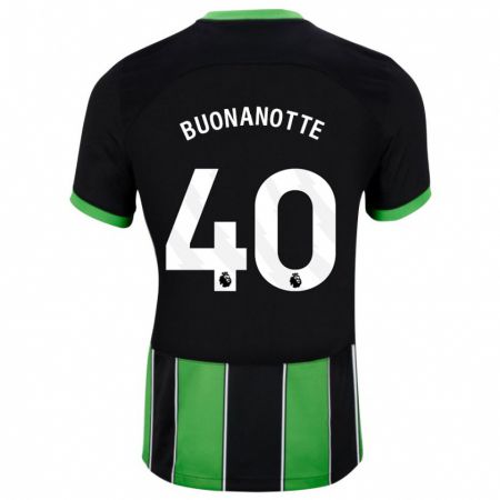 Kandiny Gyermek Facundo Buonanotte #40 Fekete Zöld Idegenbeli Jersey 2023/24 Mez Póló Ing