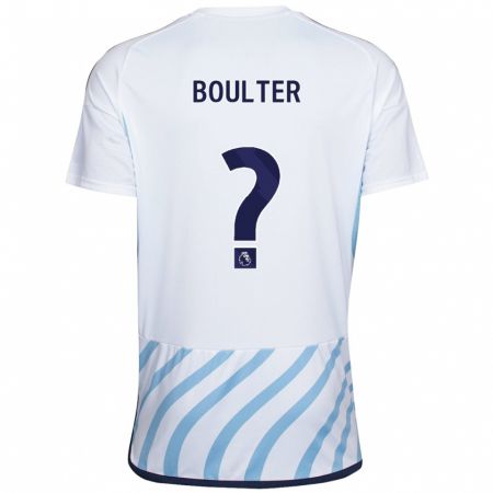 Kandiny Gyermek Evan Boulter #0 Fehér Kék Idegenbeli Jersey 2023/24 Mez Póló Ing