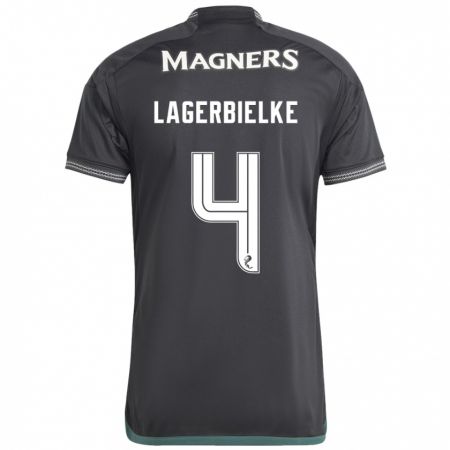 Kandiny Gyermek Gustaf Lagerbielke #4 Fekete Idegenbeli Jersey 2023/24 Mez Póló Ing