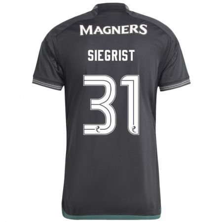 Kandiny Gyermek Benjamin Siegrist #31 Fekete Idegenbeli Jersey 2023/24 Mez Póló Ing