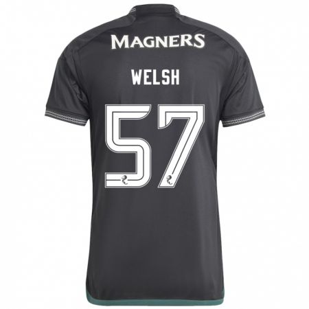 Kandiny Gyermek Stephen Welsh #57 Fekete Idegenbeli Jersey 2023/24 Mez Póló Ing