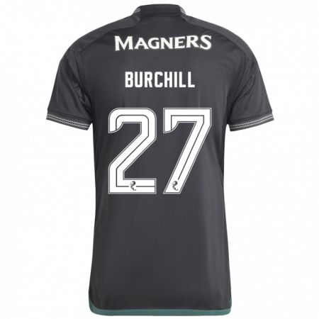 Kandiny Gyermek Tiree Burchill #27 Fekete Idegenbeli Jersey 2023/24 Mez Póló Ing