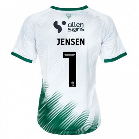 Kandiny Gyermek Lukas Jensen #1 Fehér Idegenbeli Jersey 2023/24 Mez Póló Ing