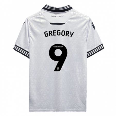 Kandiny Gyermek Lee Gregory #9 Fehér Idegenbeli Jersey 2023/24 Mez Póló Ing