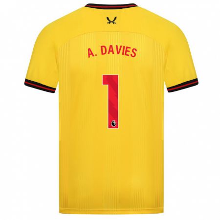 Kandiny Gyermek Adam Davies #1 Sárga Idegenbeli Jersey 2023/24 Mez Póló Ing