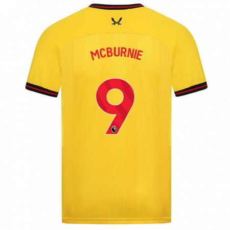 Kandiny Gyermek Oli Mcburnie #9 Sárga Idegenbeli Jersey 2023/24 Mez Póló Ing