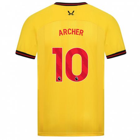 Kandiny Gyermek Cameron Archer #10 Sárga Idegenbeli Jersey 2023/24 Mez Póló Ing