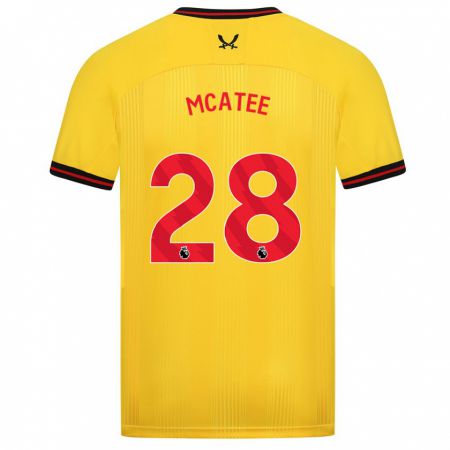 Kandiny Gyermek James Mcatee #28 Sárga Idegenbeli Jersey 2023/24 Mez Póló Ing