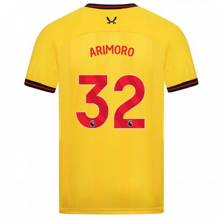 Kandiny Gyermek Juliet Khinde Adebowale-Arimoro #32 Sárga Idegenbeli Jersey 2023/24 Mez Póló Ing