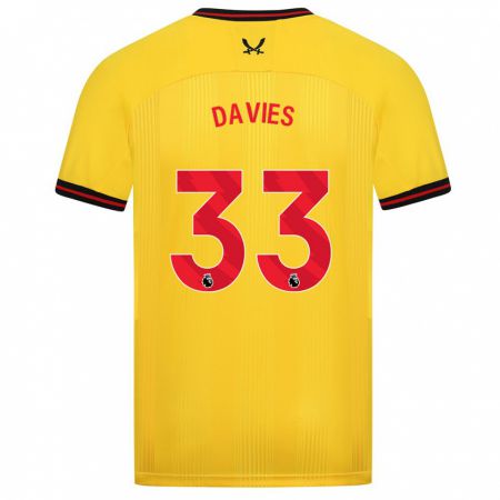 Kandiny Gyermek Bethan Davies #33 Sárga Idegenbeli Jersey 2023/24 Mez Póló Ing