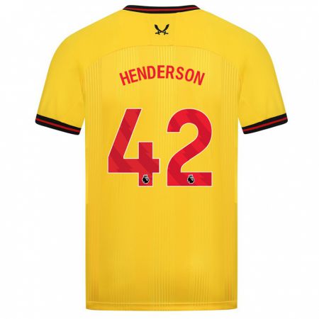 Kandiny Gyermek Peyton Henderson #42 Sárga Idegenbeli Jersey 2023/24 Mez Póló Ing