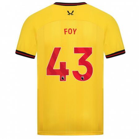 Kandiny Gyermek Gus Foy #43 Sárga Idegenbeli Jersey 2023/24 Mez Póló Ing