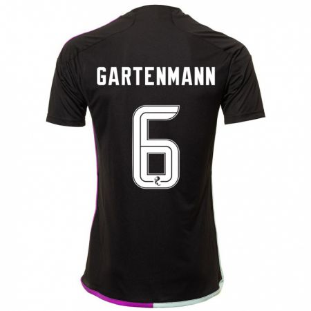 Kandiny Gyermek Stefan Gartenmann #6 Fekete Idegenbeli Jersey 2023/24 Mez Póló Ing