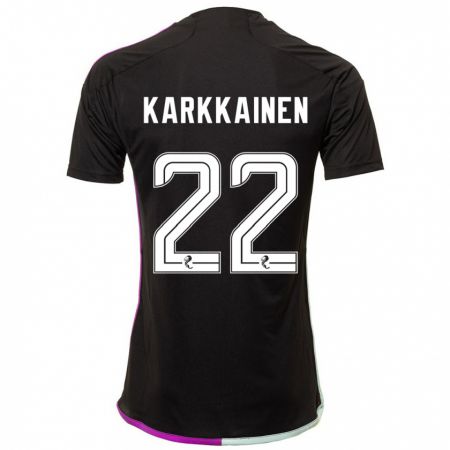 Kandiny Gyermek Elena Kärkkäinen #22 Fekete Idegenbeli Jersey 2023/24 Mez Póló Ing