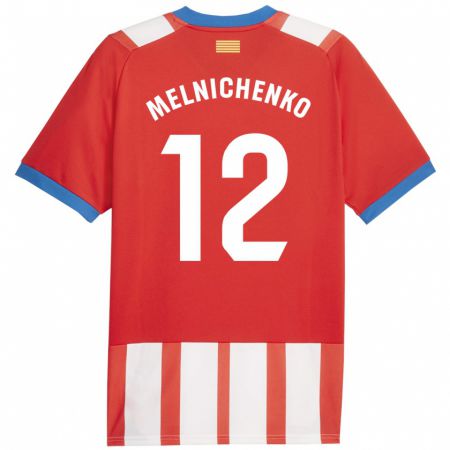 Kandiny Férfi Dmytro Melnichenko #12 Piros Fehér Hazai Jersey 2023/24 Mez Póló Ing