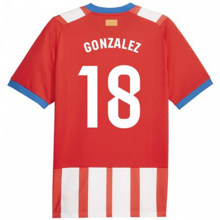 Kandiny Férfi Gerard González #18 Piros Fehér Hazai Jersey 2023/24 Mez Póló Ing