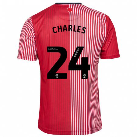 Kandiny Férfi Shea Charles #24 Piros Hazai Jersey 2023/24 Mez Póló Ing