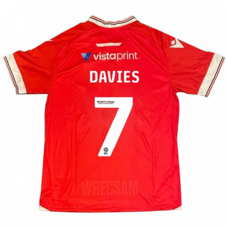 Kandiny Férfi Jordan Davies #7 Piros Hazai Jersey 2023/24 Mez Póló Ing