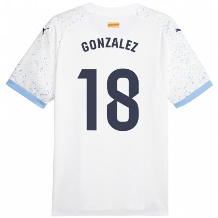 Kandiny Férfi Gerard González #18 Fehér Idegenbeli Jersey 2023/24 Mez Póló Ing
