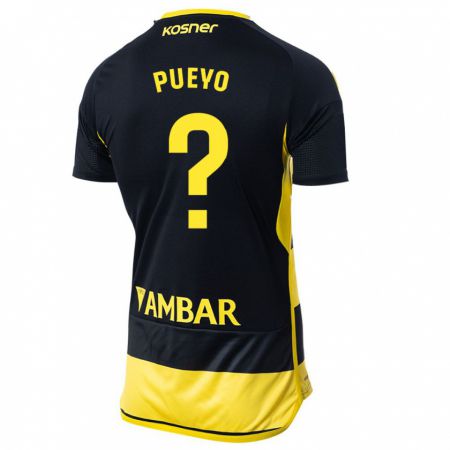 Kandiny Férfi Alejandro Monserrate Pueyo #0 Fekete Sárga Idegenbeli Jersey 2023/24 Mez Póló Ing